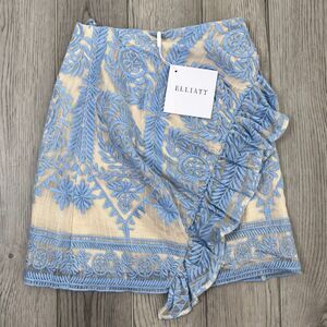Elliatt Soiree Women Size XS Blue Asymmetrical Ruffle Embroidered Mini NEW Skirt